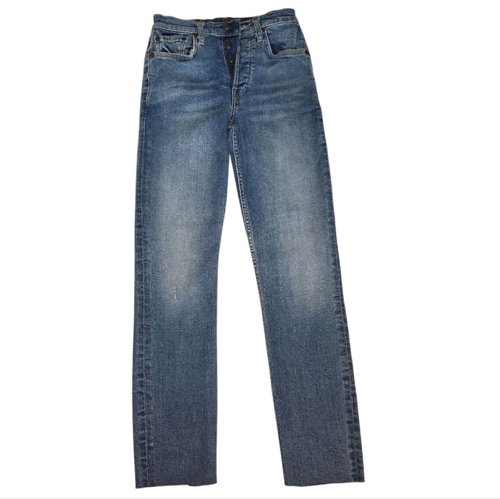 Re/Done High Rise Ankle Crop - Aged Blue Jeans